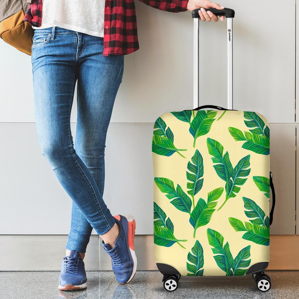 Tropical Banana Palm Leaf Pattern Print Luggage Cover