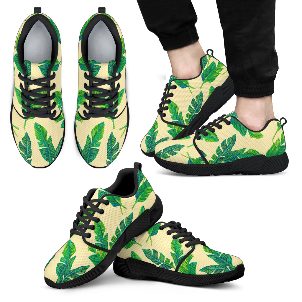 Tropical Banana Palm Leaf Pattern Print Men's Athletic Shoes