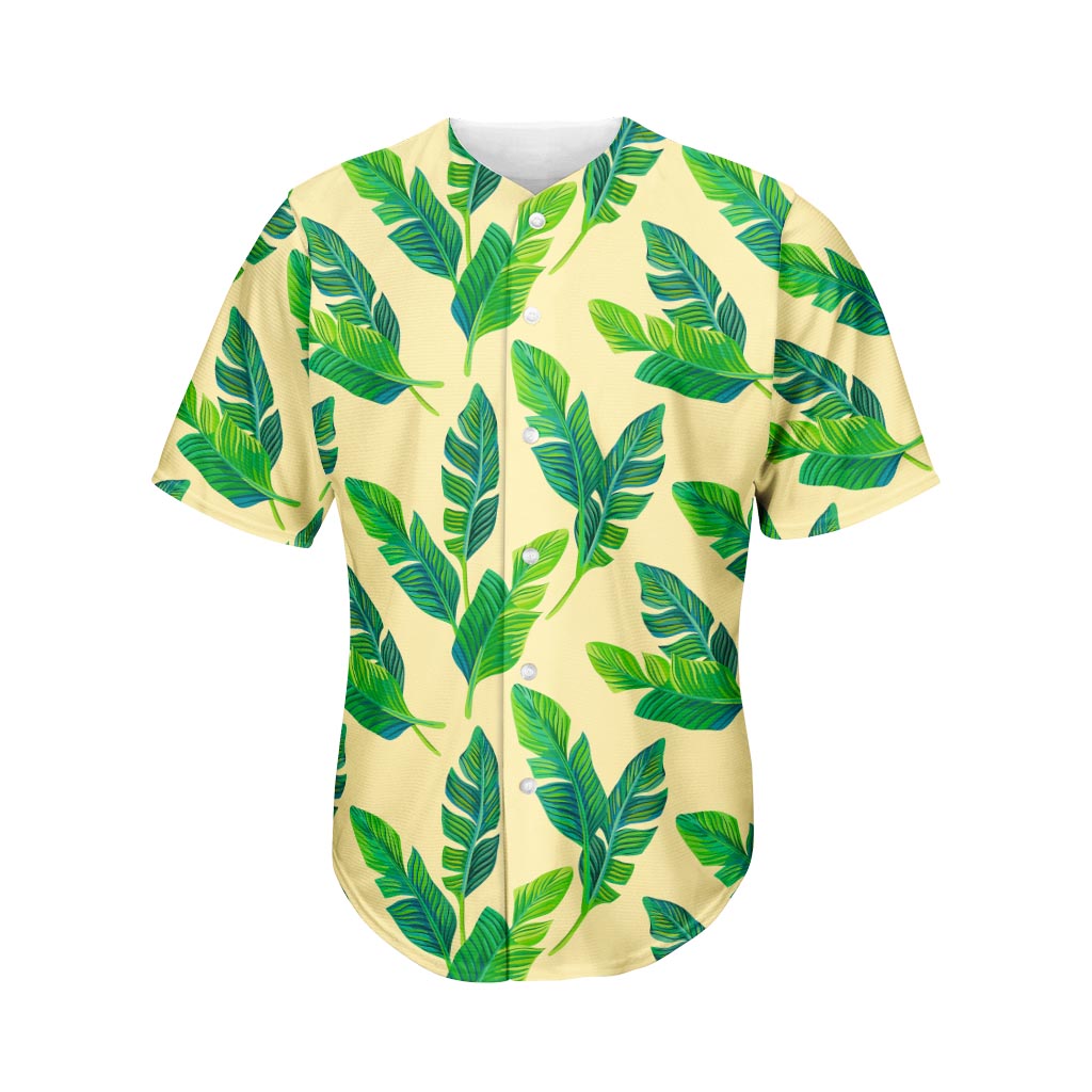 Tropical Banana Palm Leaf Pattern Print Men's Baseball Jersey