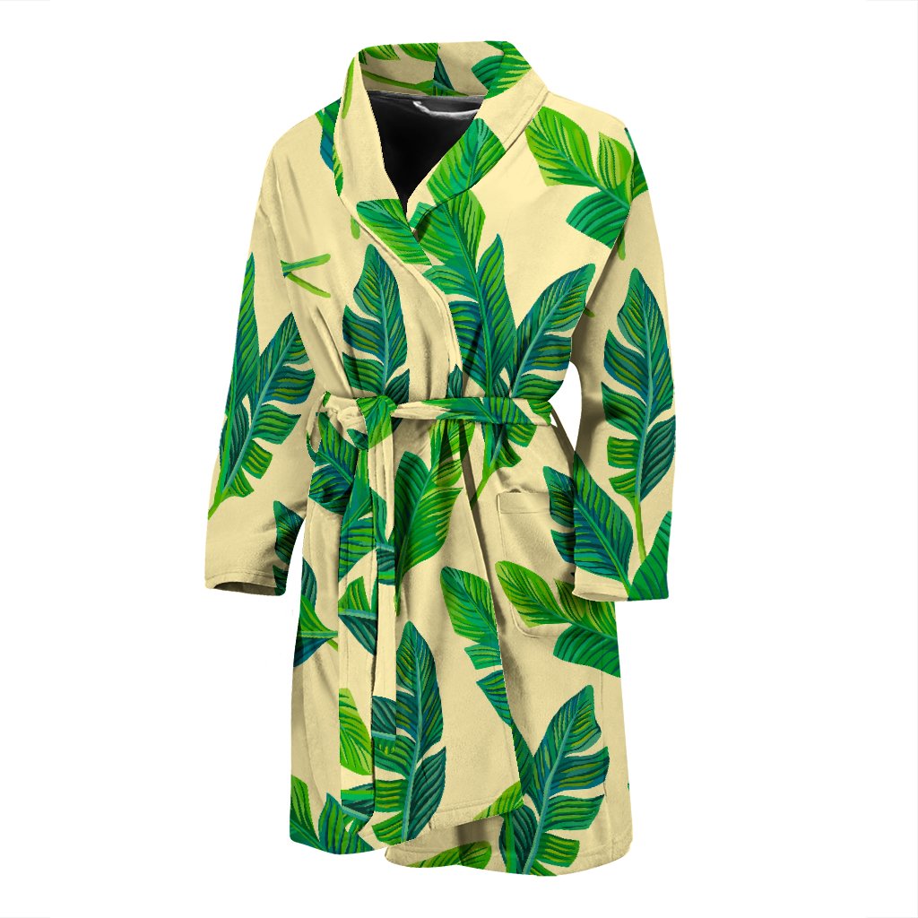 Tropical Banana Palm Leaf Pattern Print Men's Bathrobe