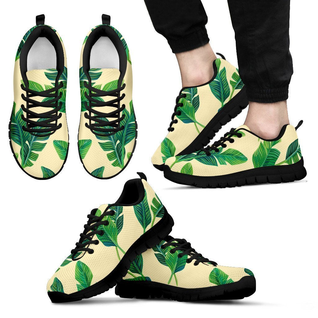 Tropical Banana Palm Leaf Pattern Print Men's Sneakers