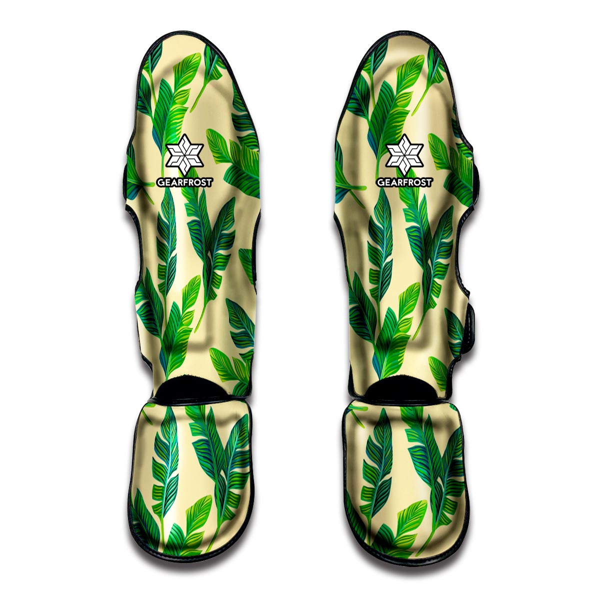 Tropical Banana Palm Leaf Pattern Print Muay Thai Shin Guards