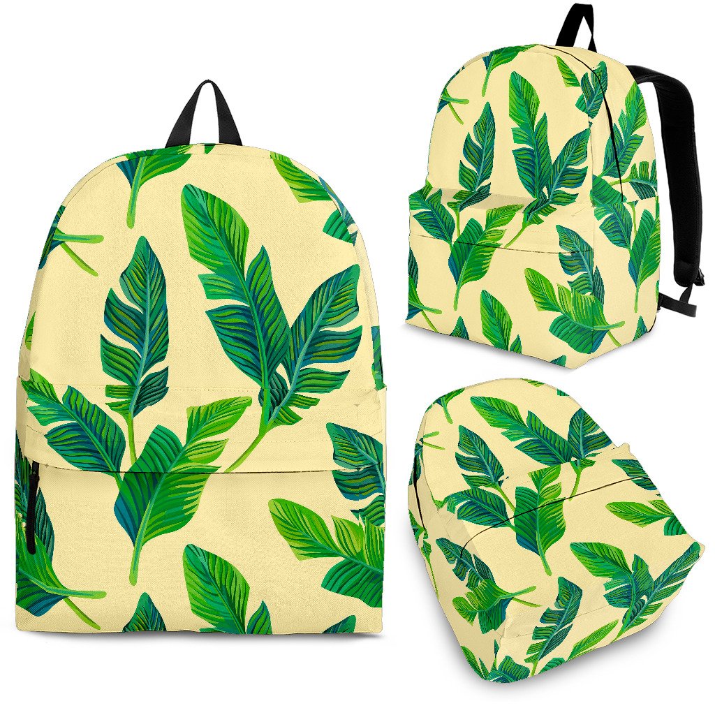 Tropical Banana Palm Leaf Pattern Print School Backpack