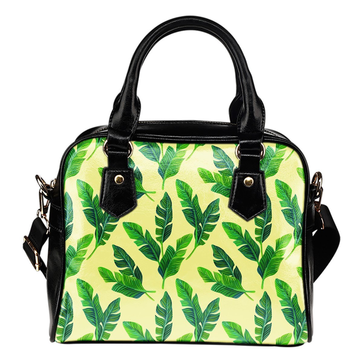 Tropical Banana Palm Leaf Pattern Print Shoulder Handbag