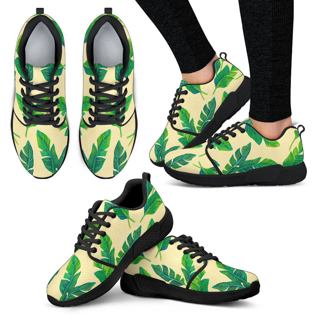 Tropical Banana Palm Leaf Pattern Print Women's Athletic Shoes