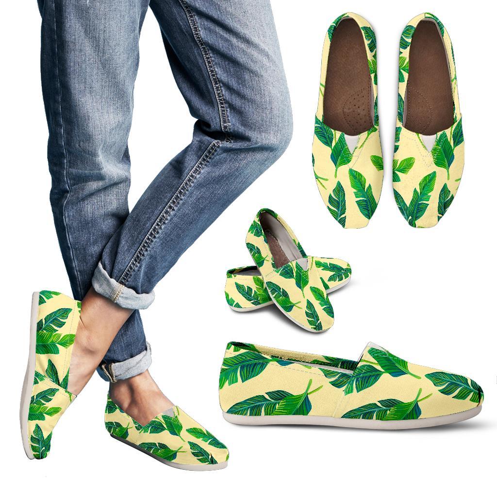 Tropical Banana Palm Leaf Pattern Print Women's Casual Canvas Shoes