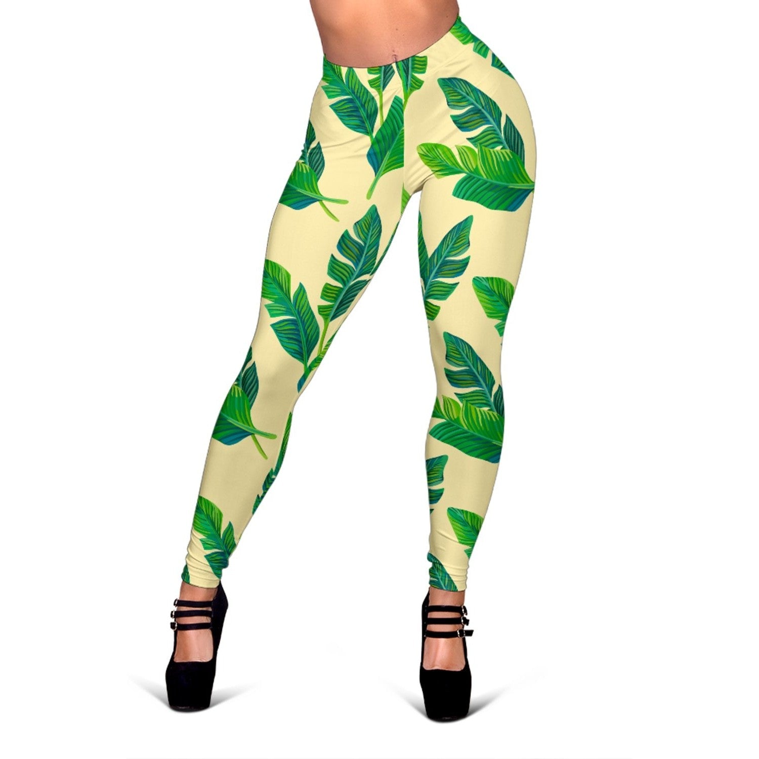 Tropical Banana Palm Leaf Pattern Print Women's Leggings