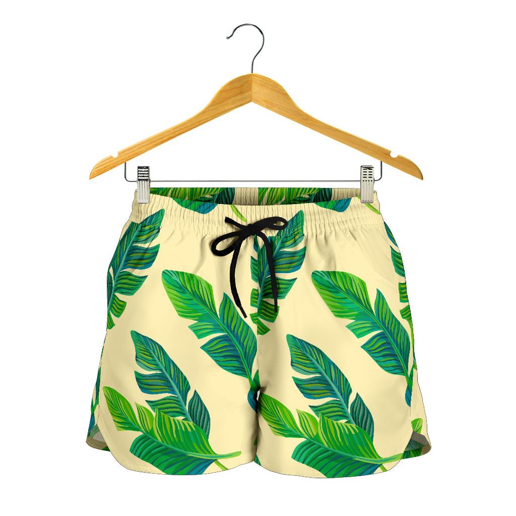 Tropical Banana Palm Leaf Pattern Print Women's Shorts