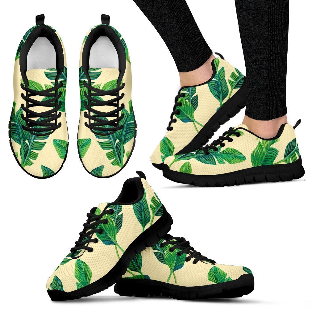 Tropical Banana Palm Leaf Pattern Print Women's Sneakers