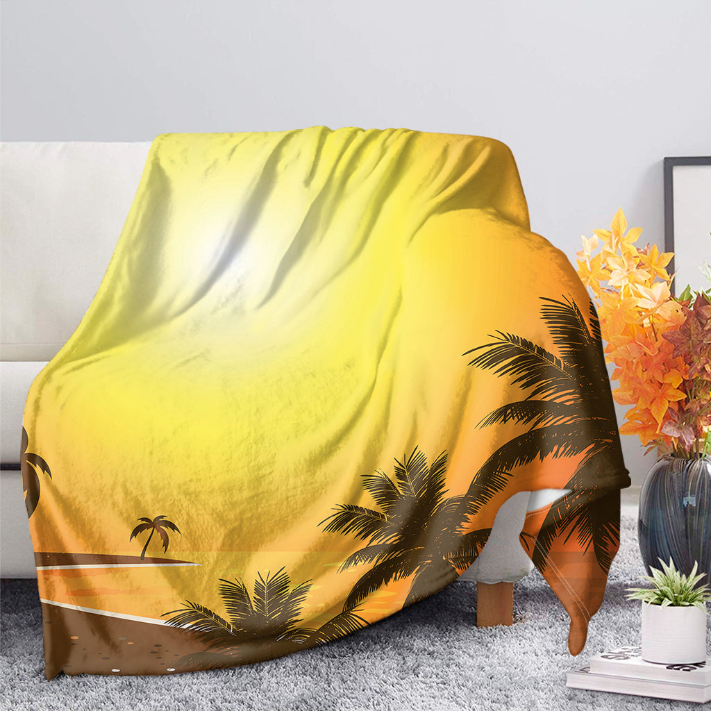 Tropical Beach Sunset Print Blanket