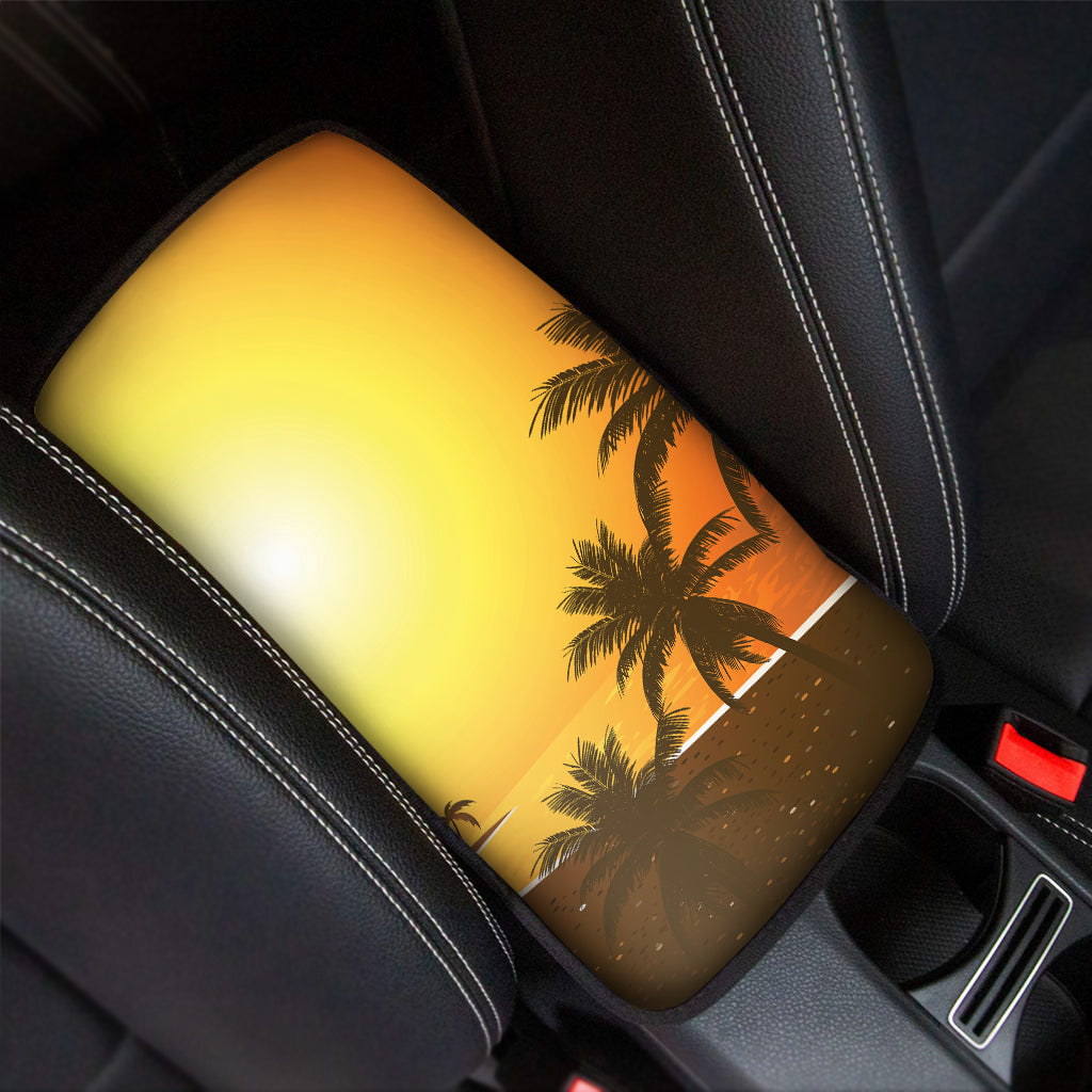 Tropical Beach Sunset Print Car Center Console Cover