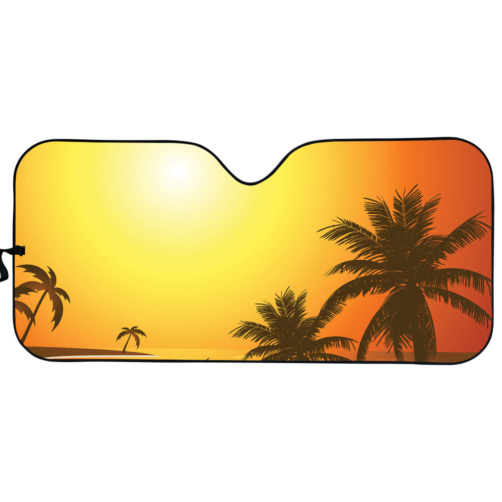 Tropical Beach Sunset Print Car Sun Shade