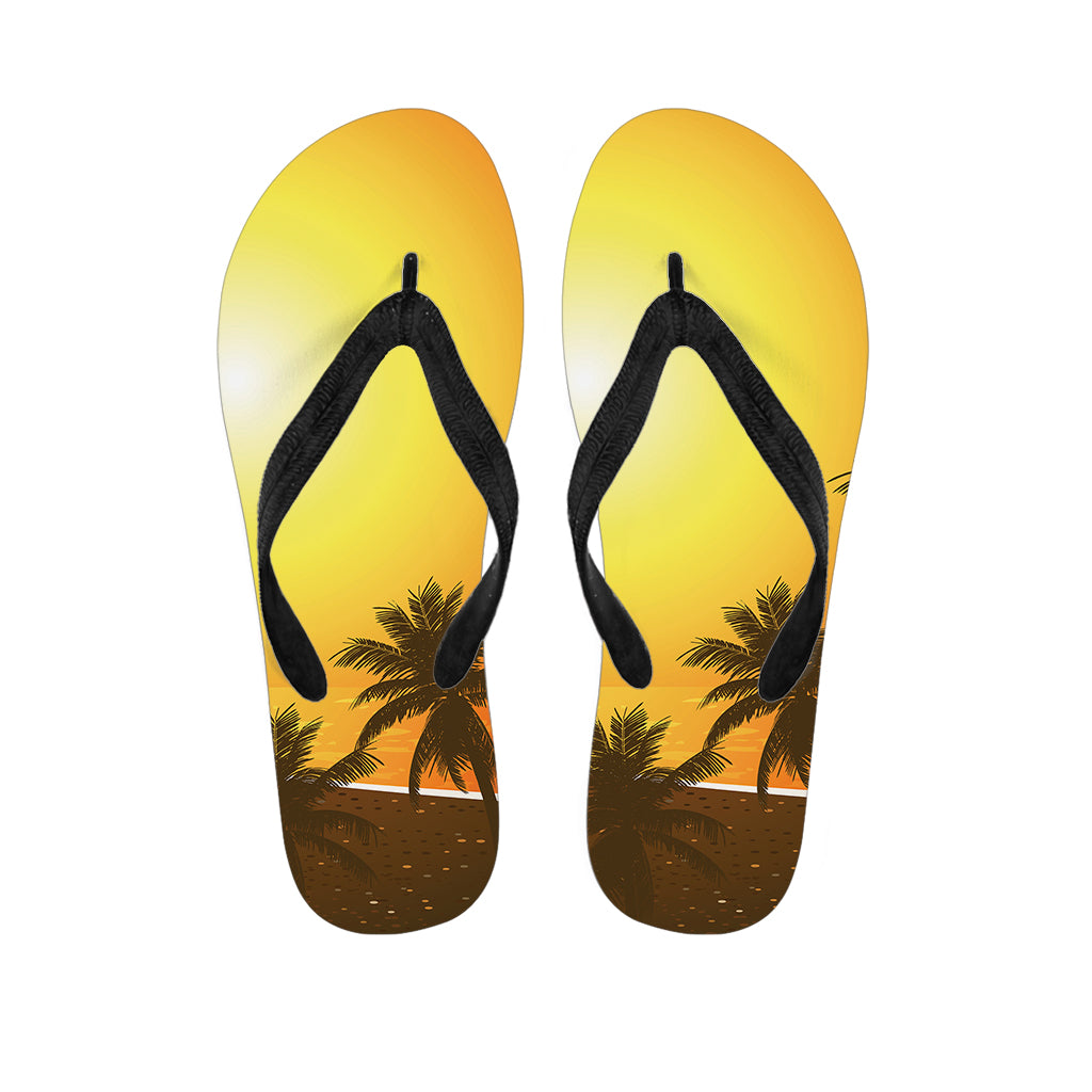 Tropical Beach Sunset Print Flip Flops