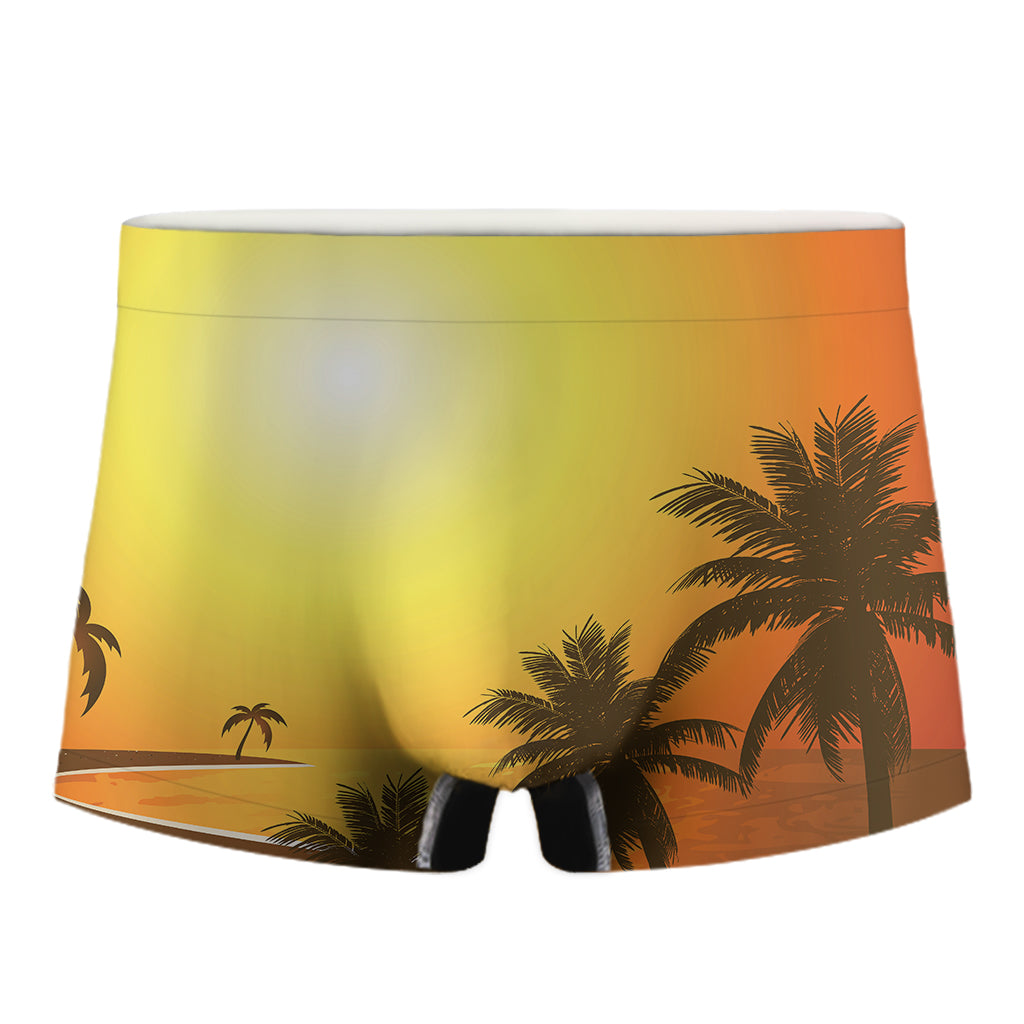 Tropical Beach Sunset Print Men's Boxer Briefs