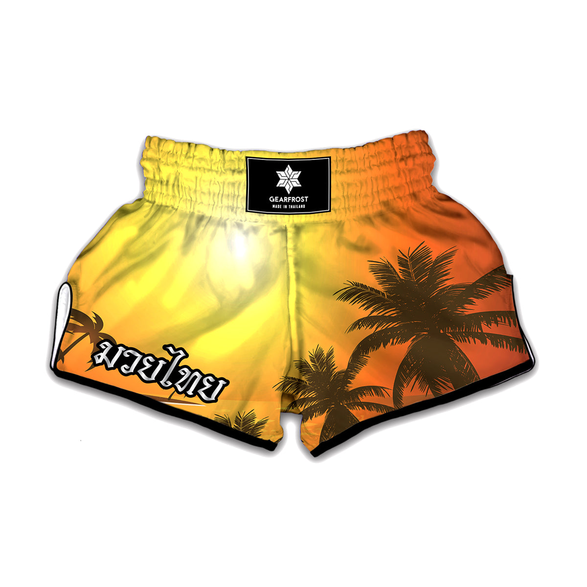 Tropical Beach Sunset Print Muay Thai Boxing Shorts