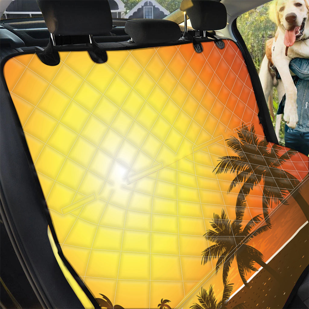 Tropical Beach Sunset Print Pet Car Back Seat Cover