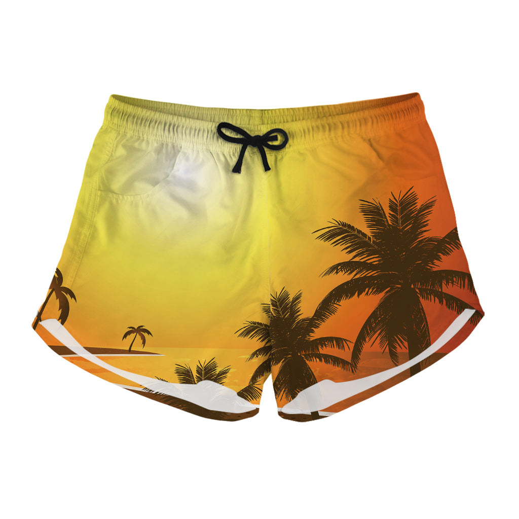 Tropical Beach Sunset Print Women's Shorts