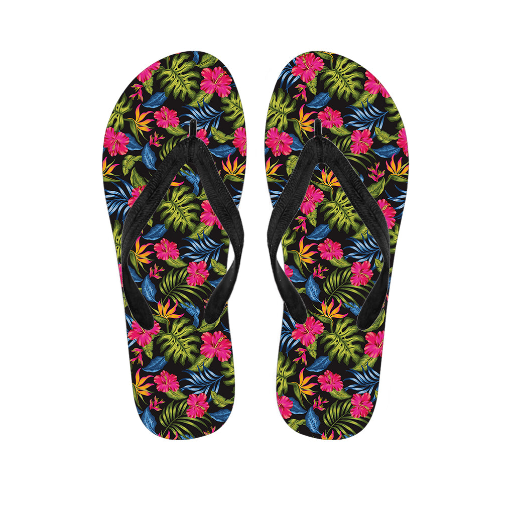 Tropical Bird Of Paradise Pattern Print Flip Flops