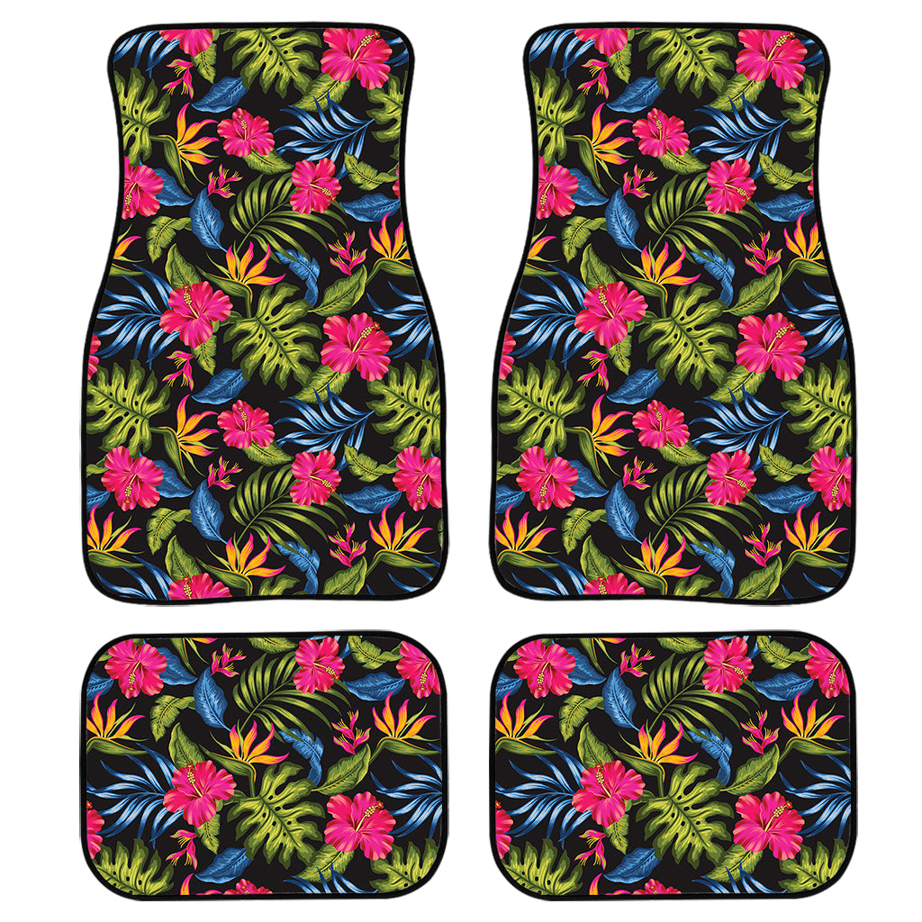 Tropical Bird Of Paradise Pattern Print Front and Back Car Floor Mats