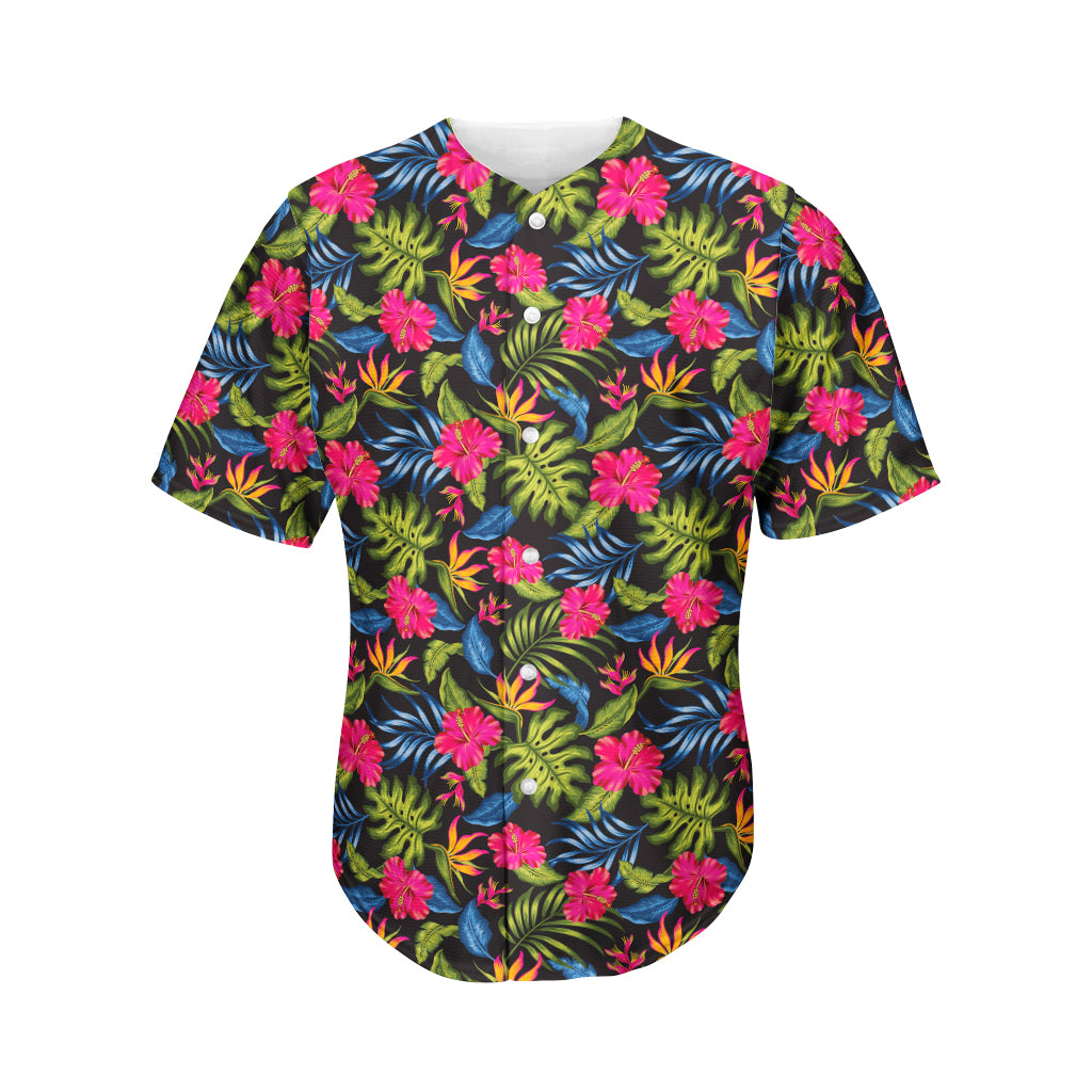 Tropical Bird Of Paradise Pattern Print Men's Baseball Jersey