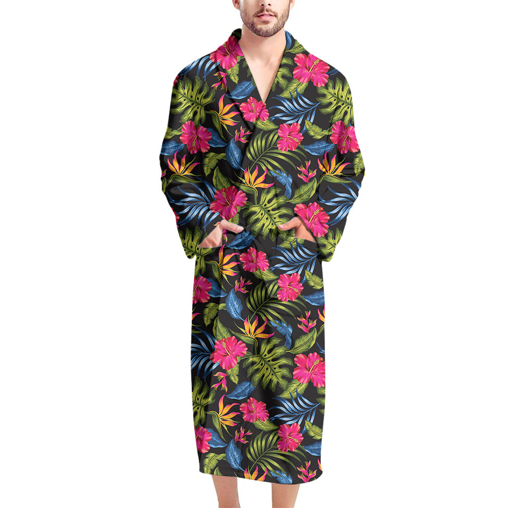 Tropical Bird Of Paradise Pattern Print Men's Bathrobe