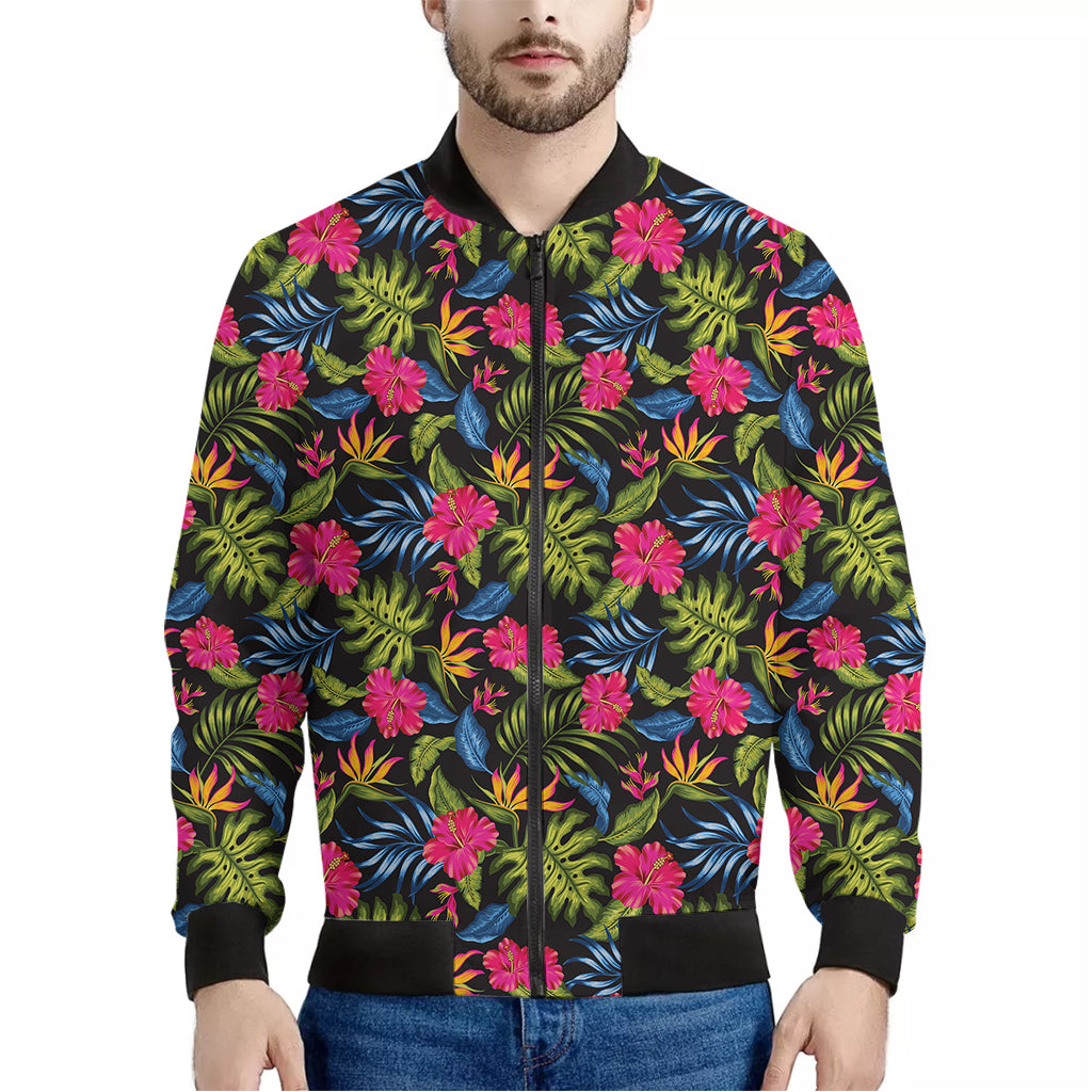 Tropical Bird Of Paradise Pattern Print Men's Bomber Jacket