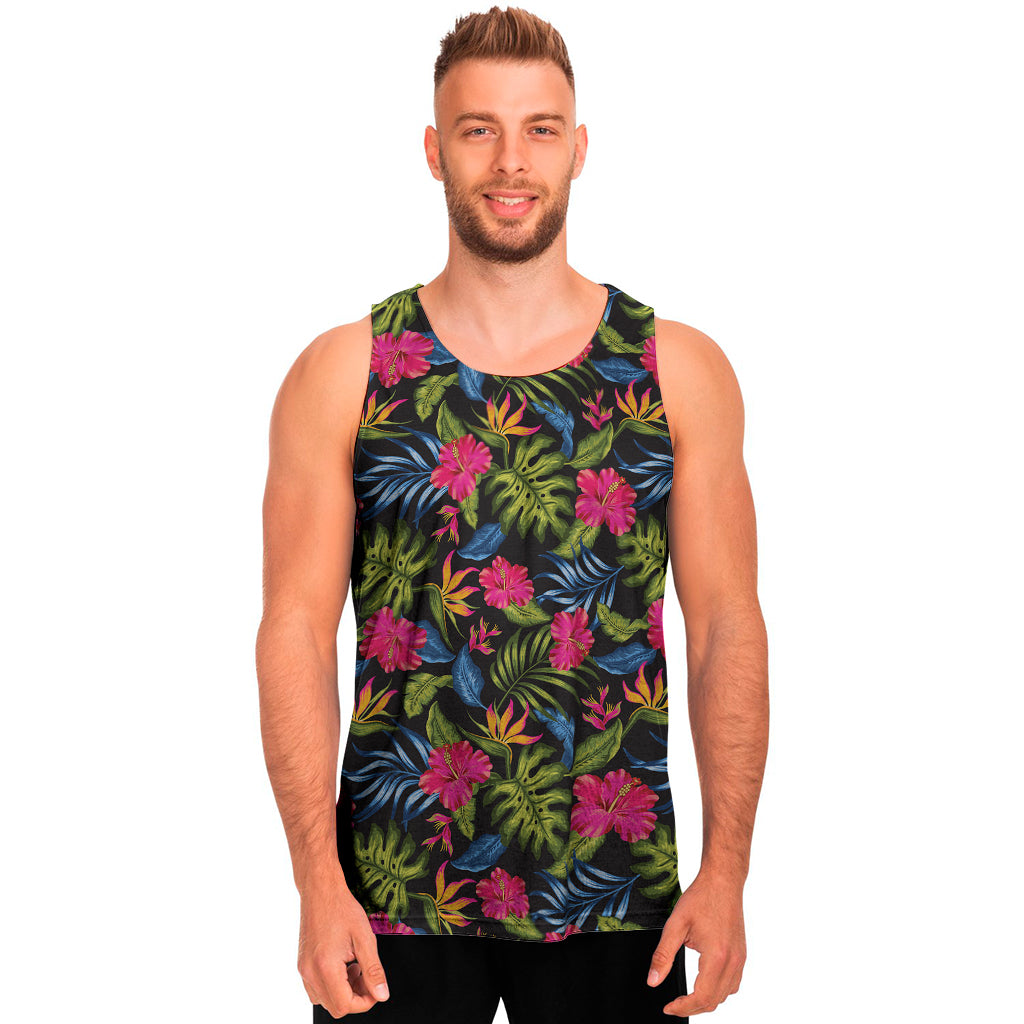 Tropical Bird Of Paradise Pattern Print Men's Tank Top