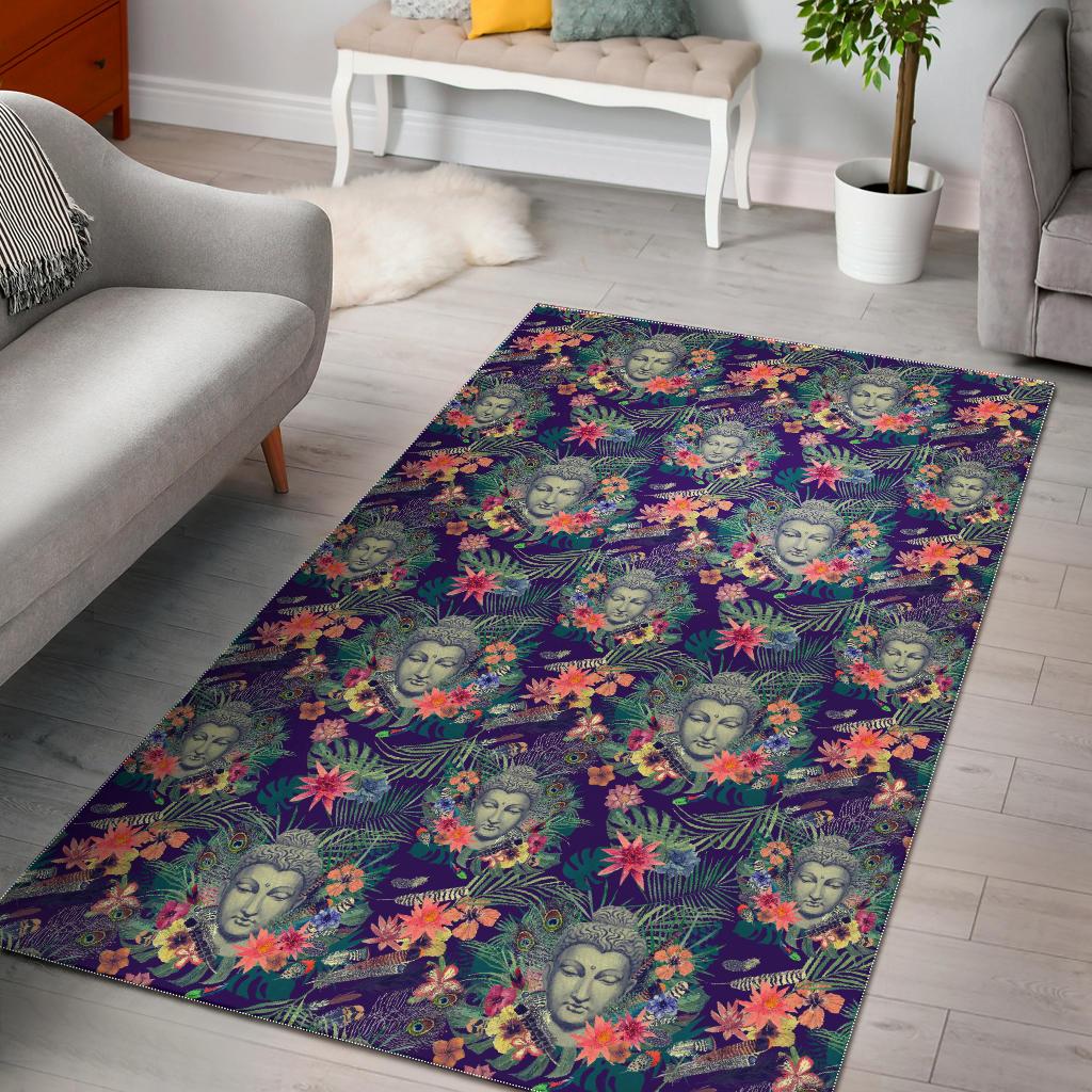 Tropical Buddha Print Area Rug