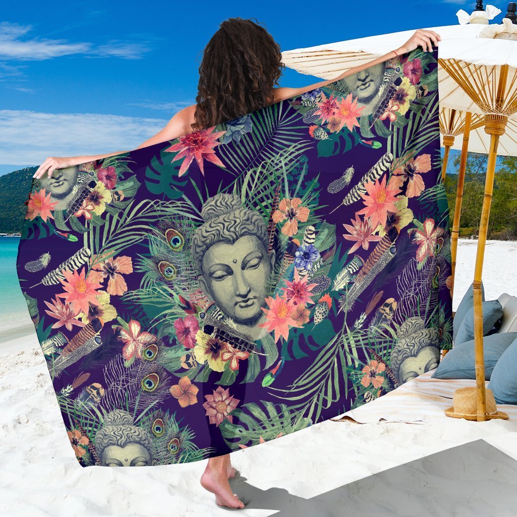 Tropical Buddha Print Beach Sarong Wrap