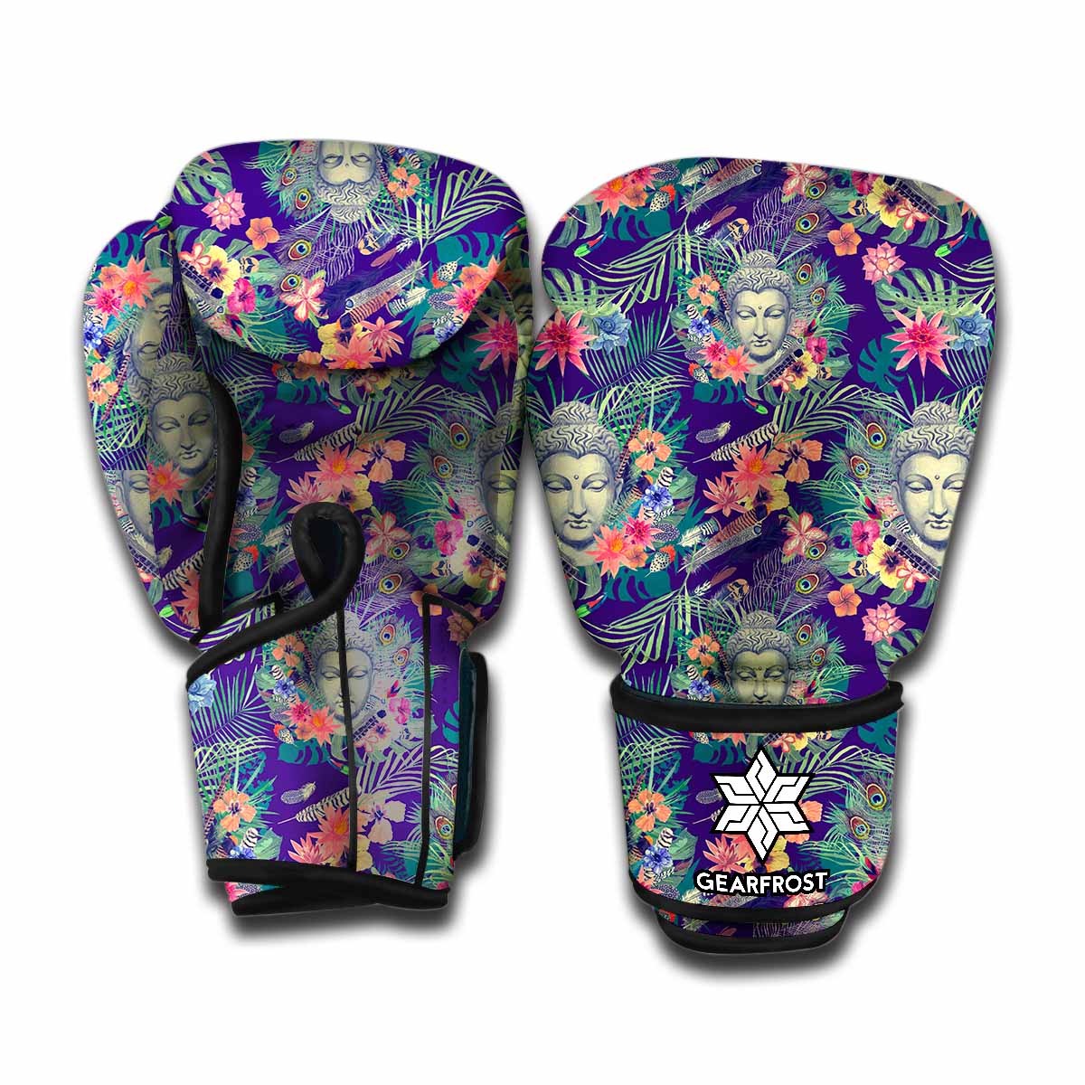 Tropical Buddha Print Boxing Gloves