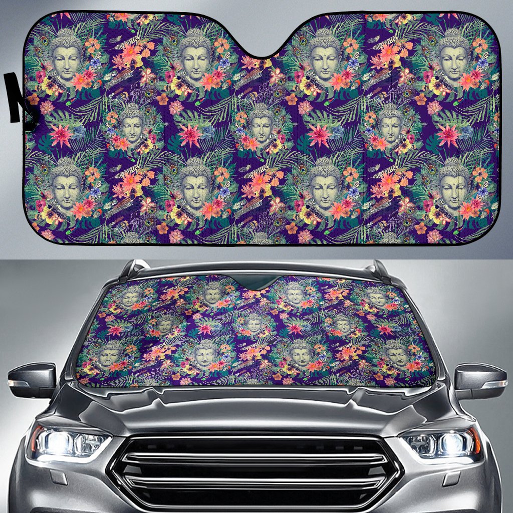 Tropical Buddha Print Car Sun Shade