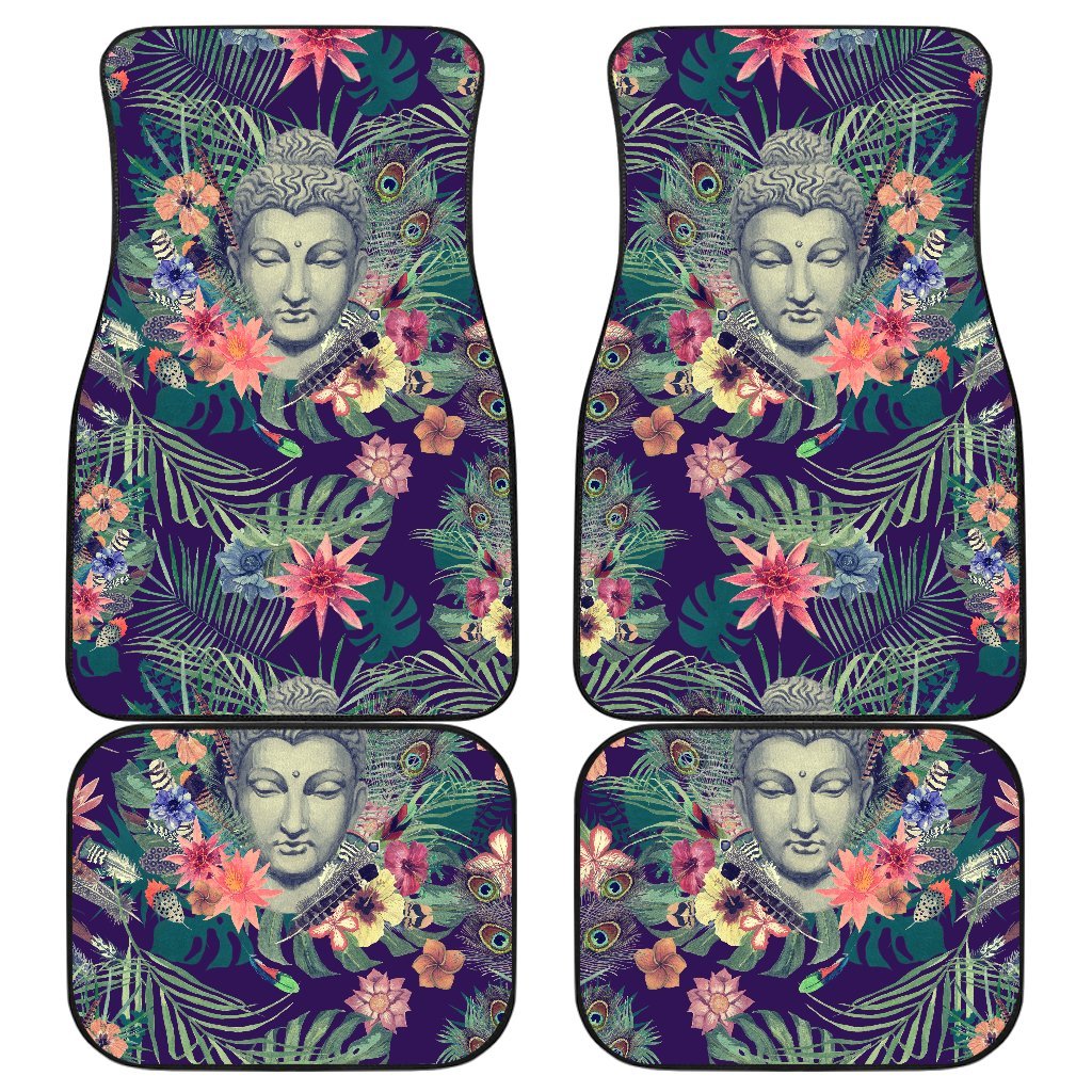 Tropical Buddha Print Front and Back Car Floor Mats