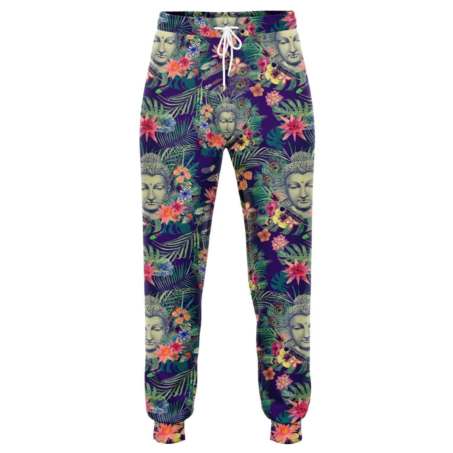 Tropical Buddha Print Jogger Pants