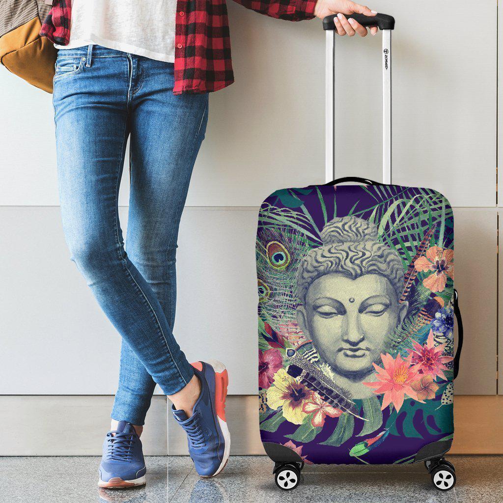 Tropical Buddha Print Luggage Cover