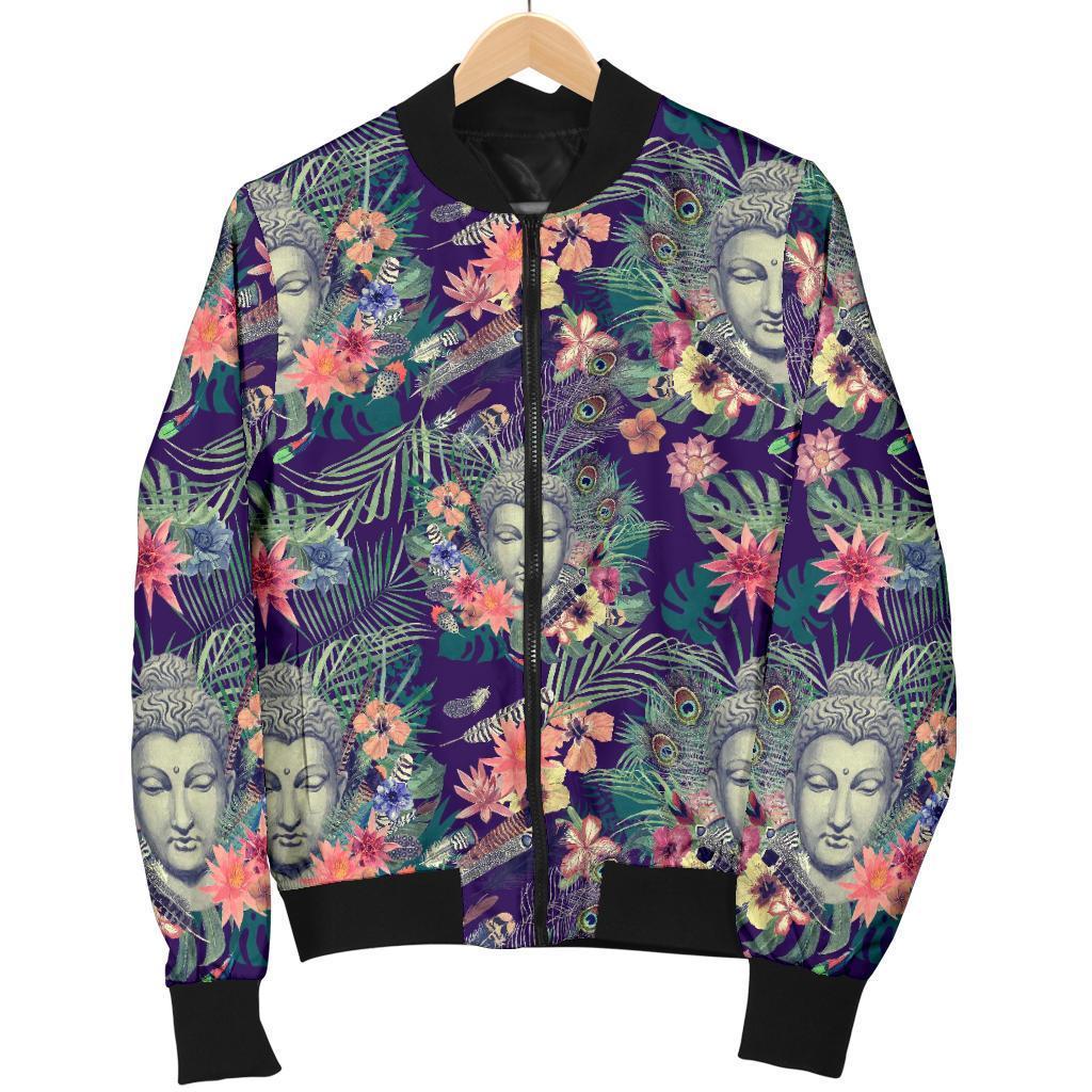 Tropical Buddha Print Men's Bomber Jacket