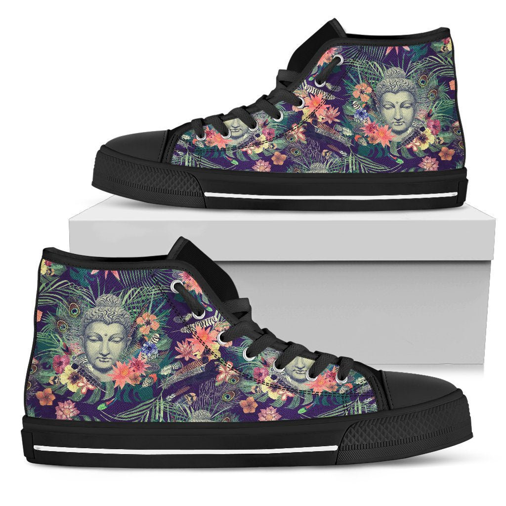 Tropical Buddha Print Men's High Top Shoes