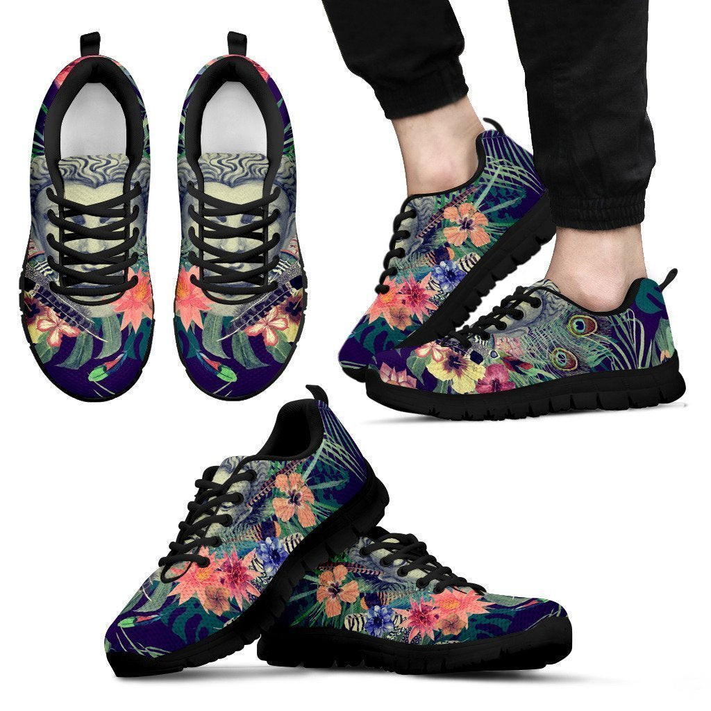 Tropical Buddha Print Men's Sneakers