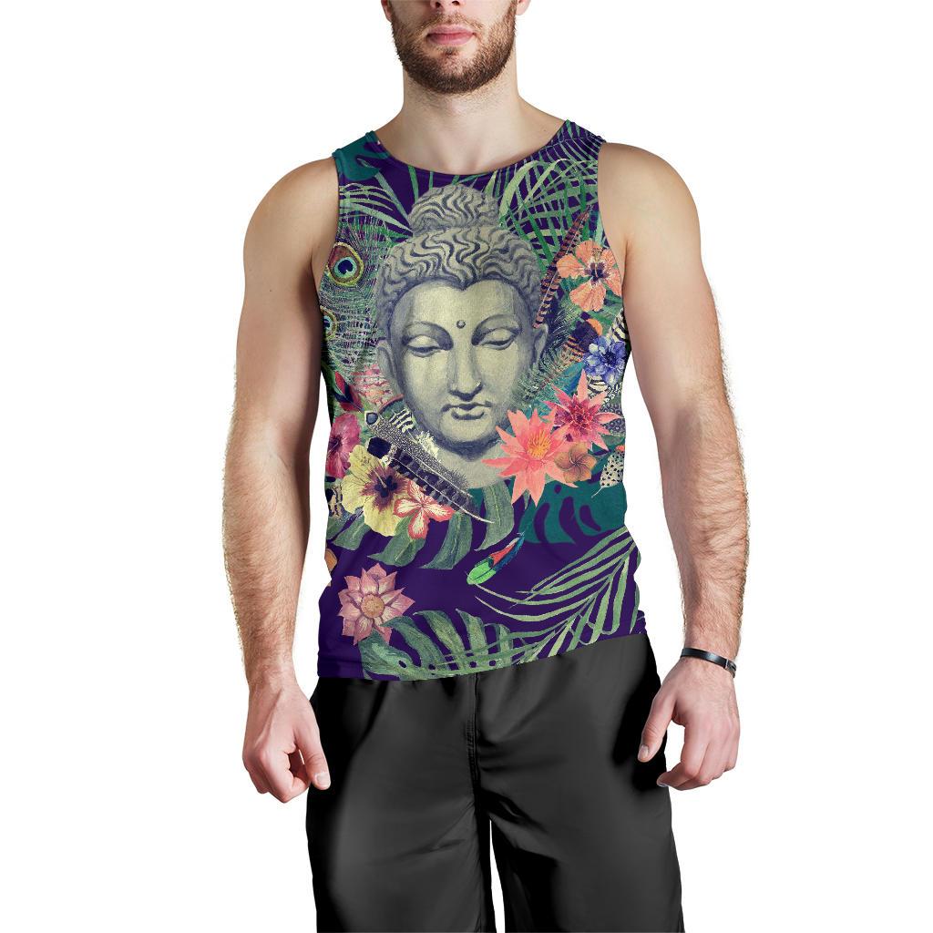 Tropical Buddha Print Men's Tank Top