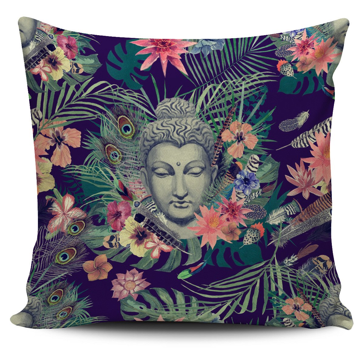 Tropical Buddha Print Pillow Cover