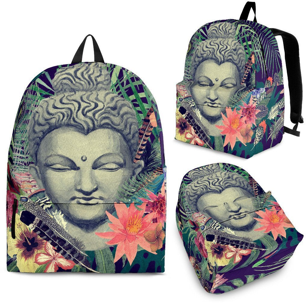 Tropical Buddha Print School Backpack