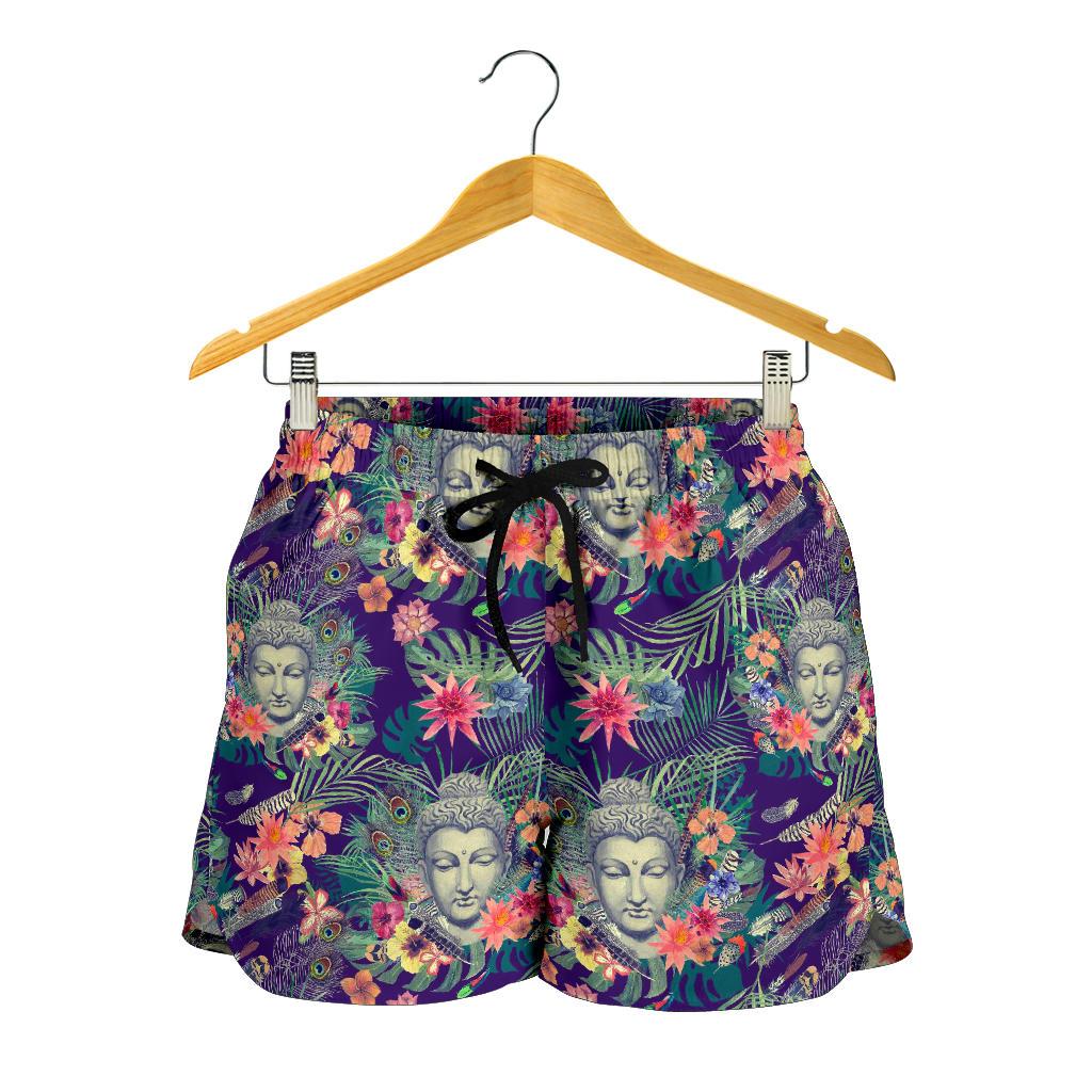 Tropical Buddha Print Women's Shorts