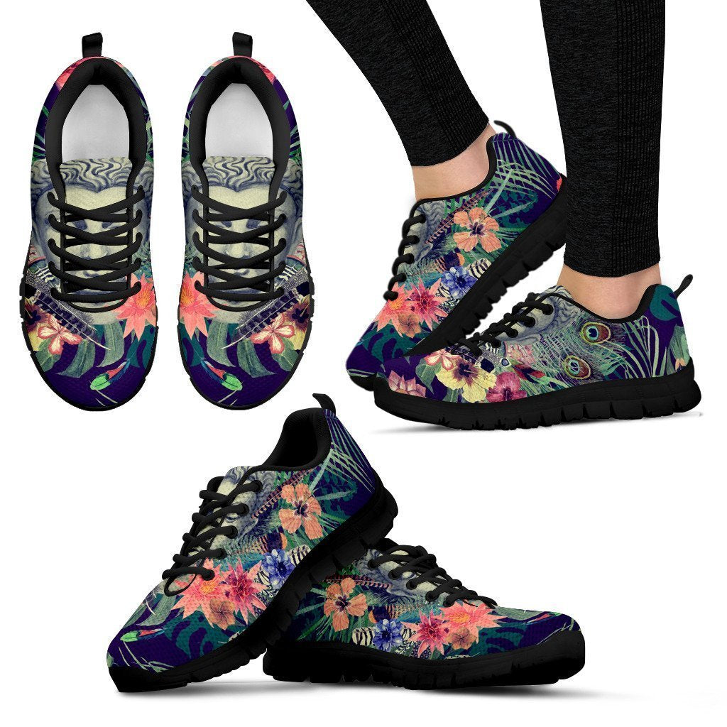 Tropical Buddha Print Women's Sneakers