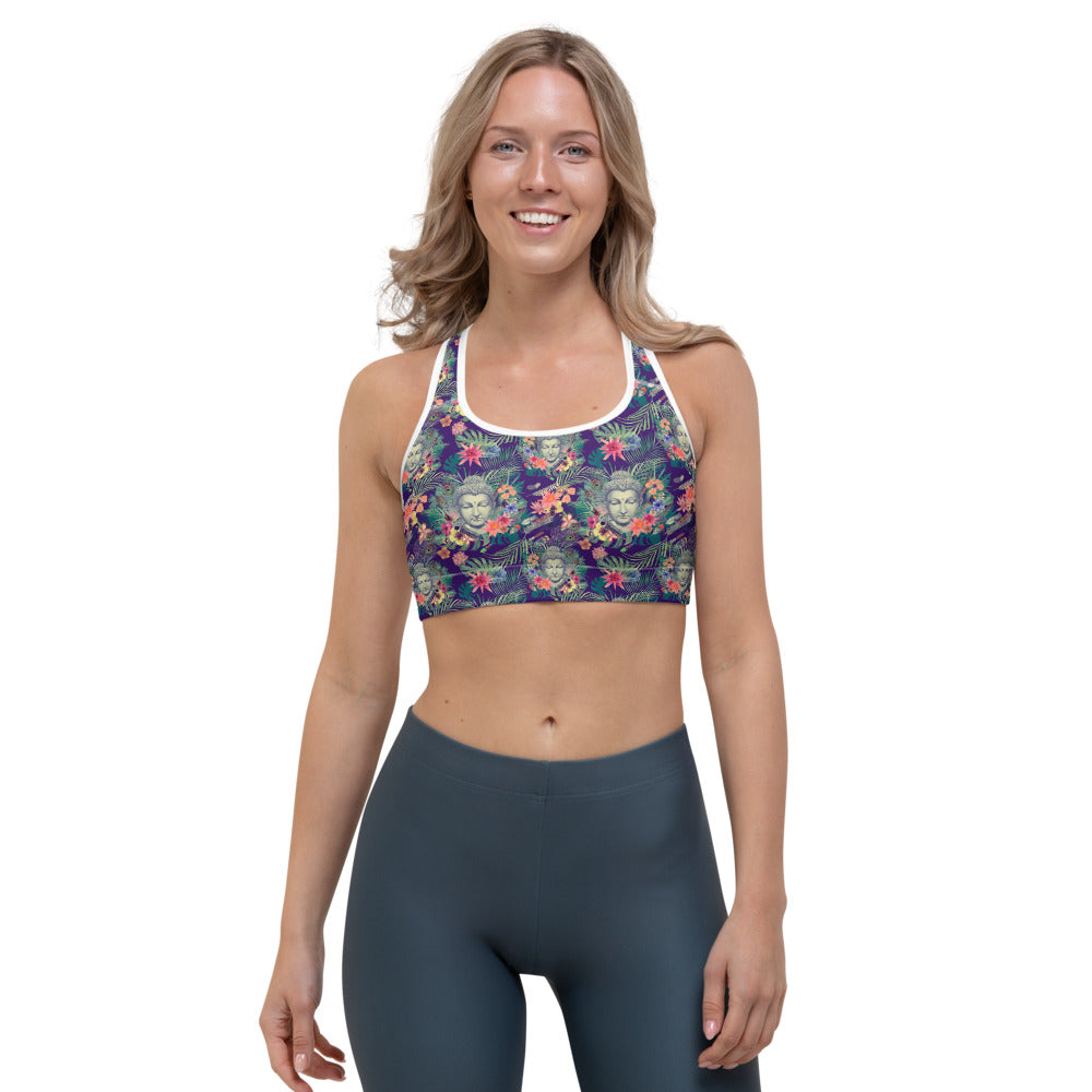 Tropical Buddha Print Women's Sports Bra