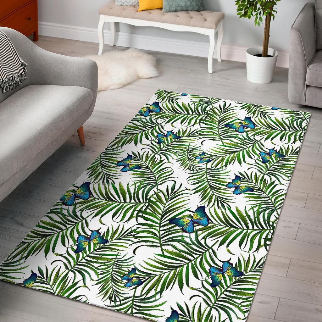 Tropical Butterfly Pattern Print Area Rug