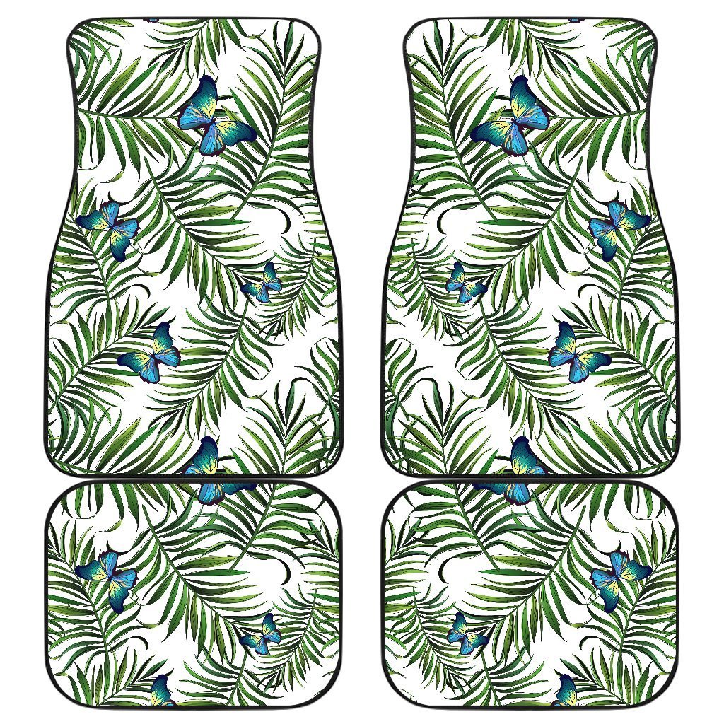 Tropical Butterfly Pattern Print Front and Back Car Floor Mats