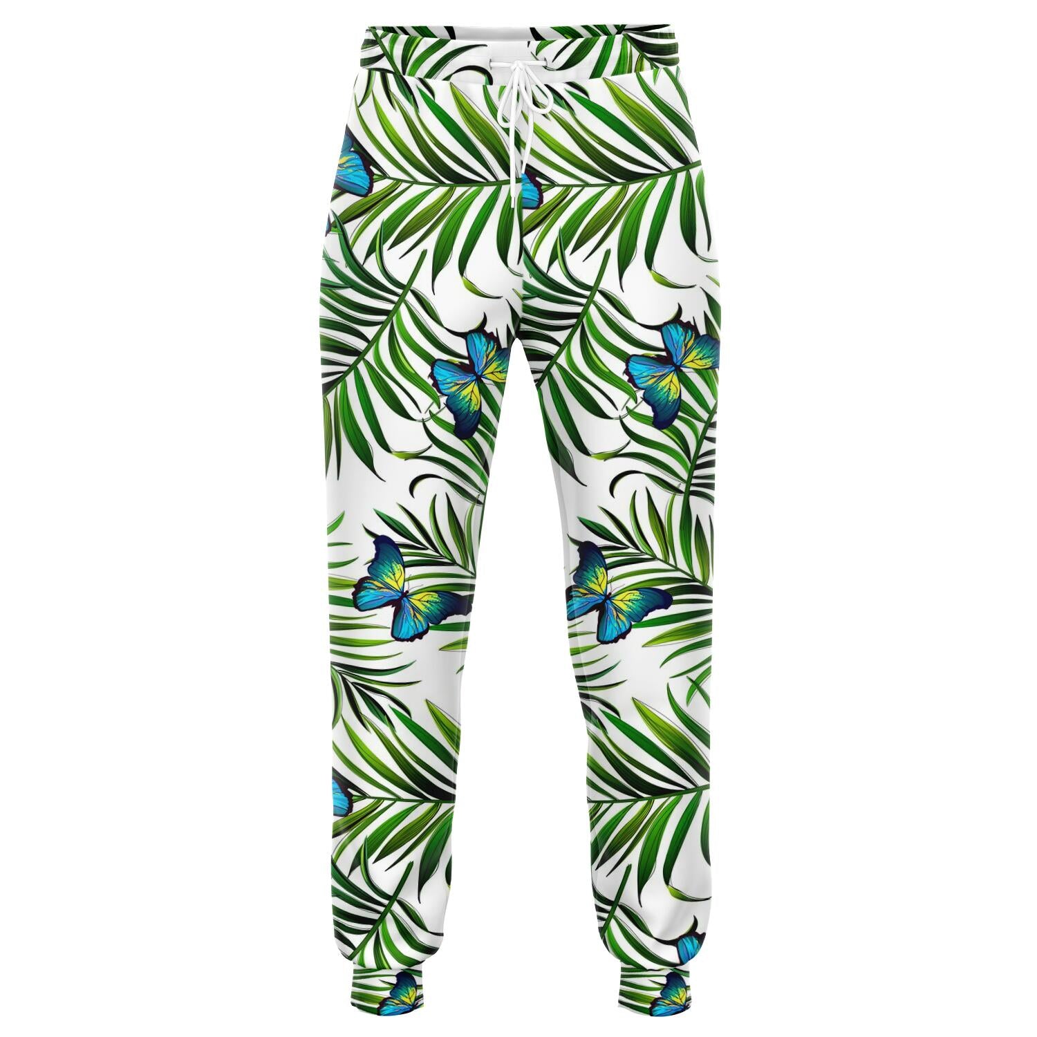 Tropical Butterfly Pattern Print Jogger Pants