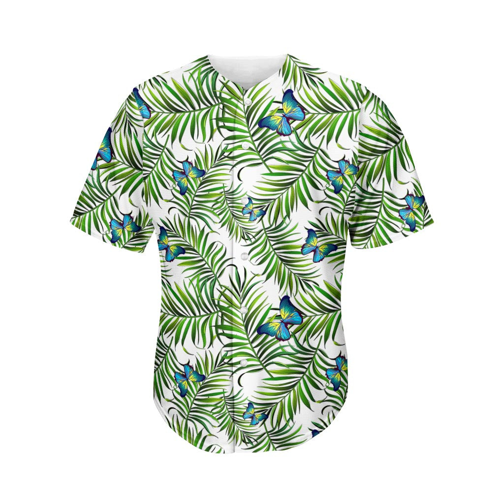 Tropical Butterfly Pattern Print Men's Baseball Jersey