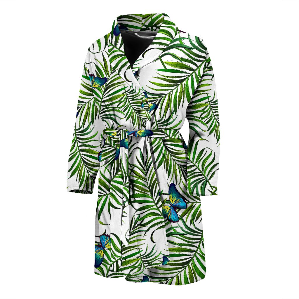 Tropical Butterfly Pattern Print Men's Bathrobe