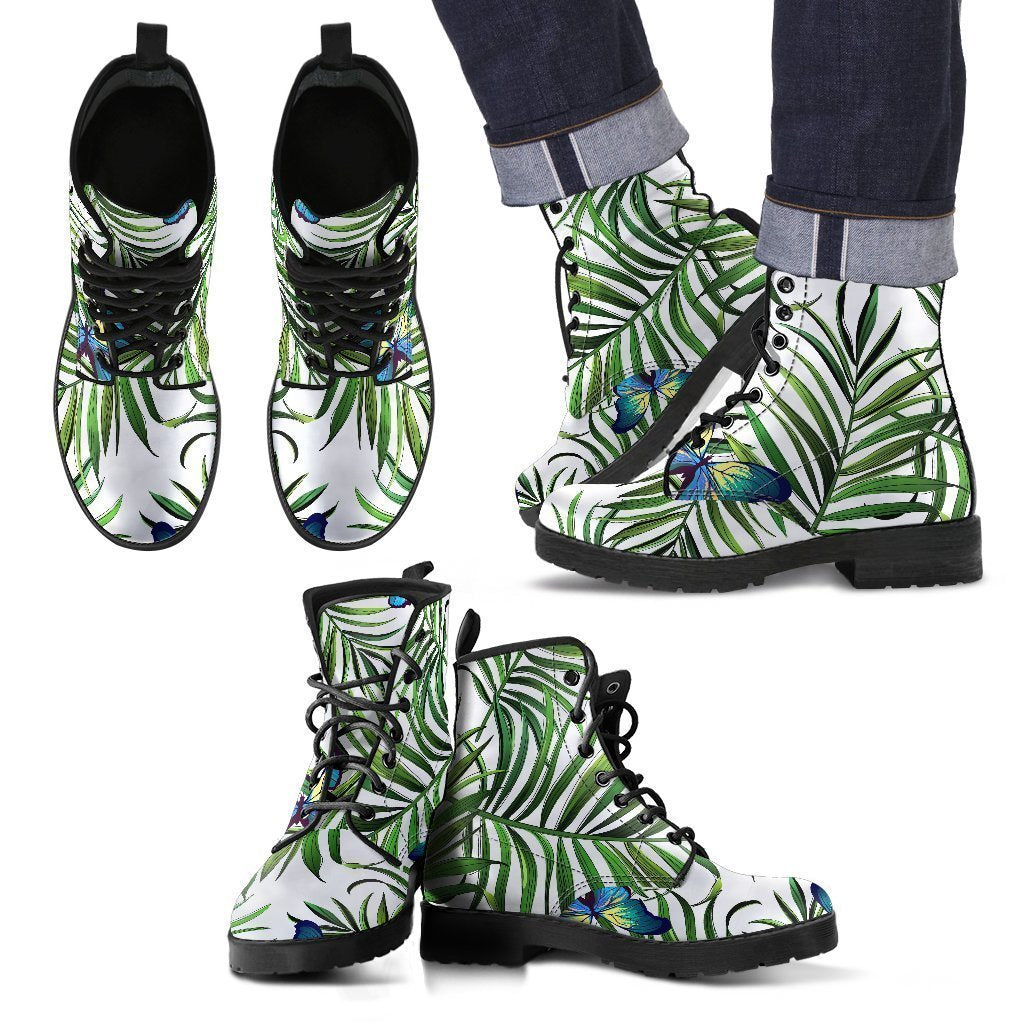 Tropical Butterfly Pattern Print Men's Boots