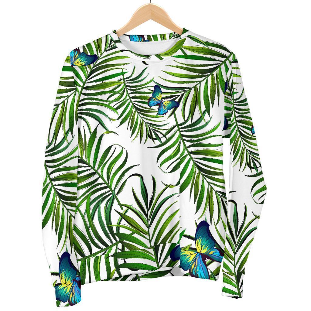 Tropical Butterfly Pattern Print Men's Crewneck Sweatshirt